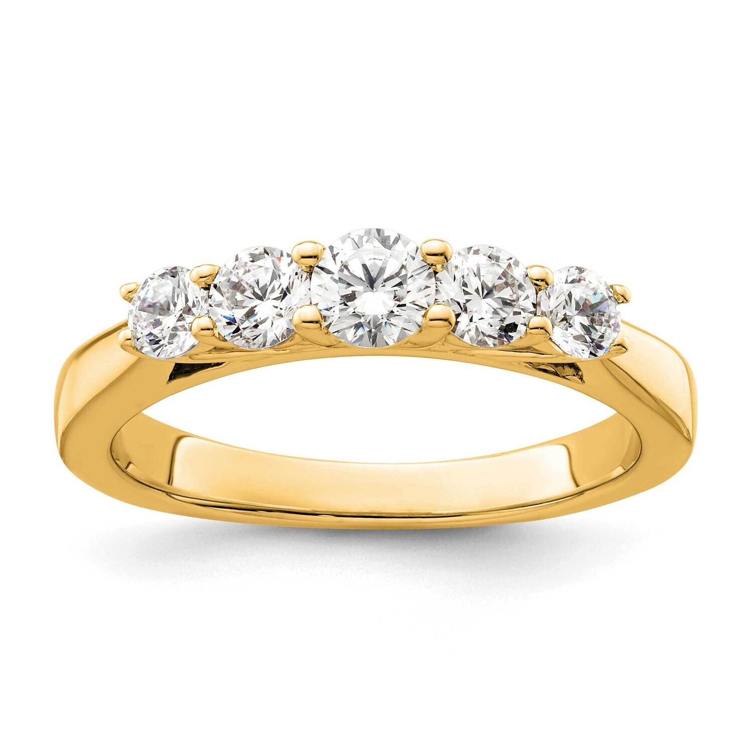 5-Stone Shared Prong Holds 1-3.9 2-3.4 2-3.1mm Round Diamond Band Ring Mounting 14k Gold RM3184B-07…