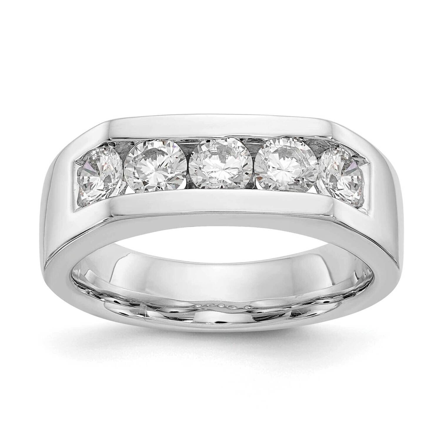 5-Stone Holds 5-3.7mm Round Closed Channel Band Ring Mounting 14k White Gold RM3278B-100-WAA