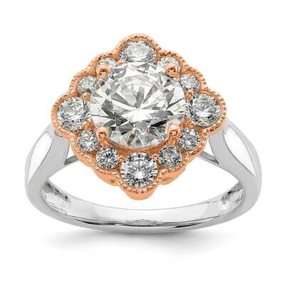 True Origin 1/4 Carat Diamond Vs/Si D E F Round Semi Mount Fancy Halo Engagement Ring 14k Two-Tone …