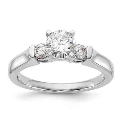 3-Stone Holds 3/4 Carat 5.9mm Round Center 2-3.1mm Round Sides Engagement Ring Mounting 14k White G…