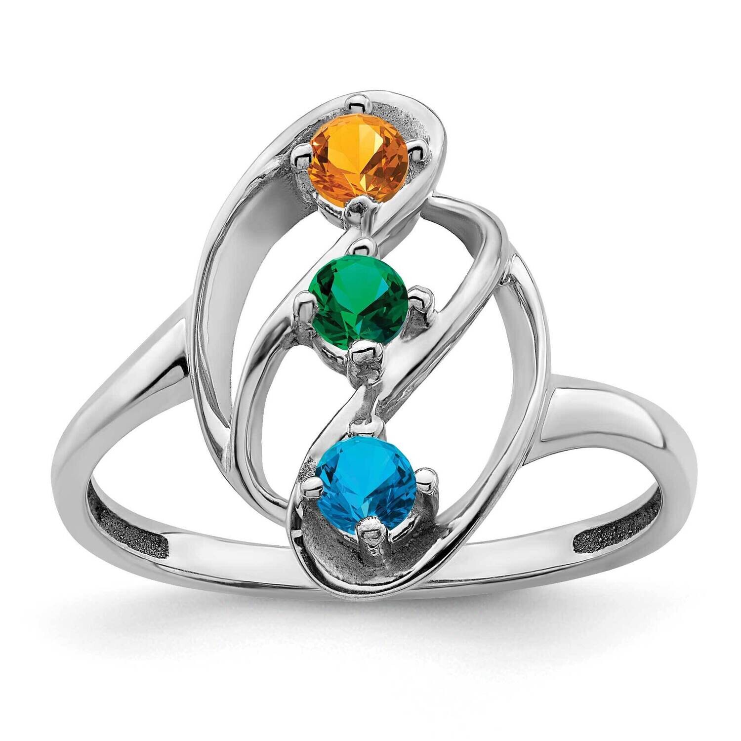 Polished 3-Stone Mothers Ring Mounting 14k White Gold XMR3_3W, MPN: XMR3_3W, 883957474458