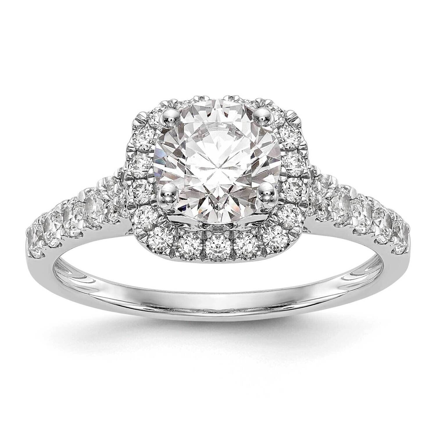 Diamond Semi-Mount Peg Set Cushion Halo Eng Ring 14k White Gold RM2214E-053-WAA, MPN: RM2214E-053-W…