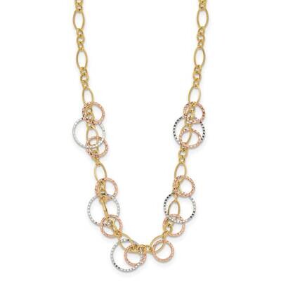 Polished Dangle Rings 2 In Extender Necklace 14k Tri-Color Gold SF2952-16, MPN: SF2952-16, 88395793…