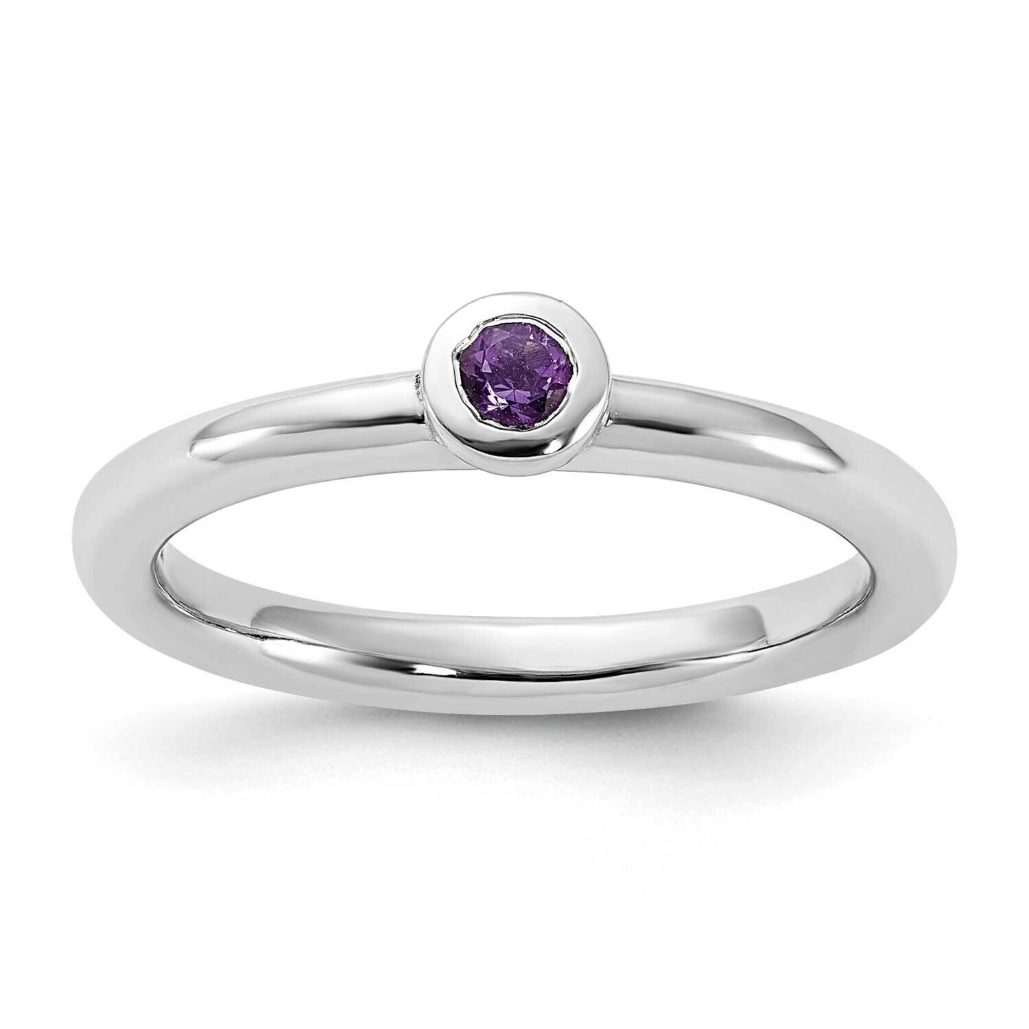 Stackable Expressions Rhodium-Plated Amethyst Ring Sterling Silver QSK2189