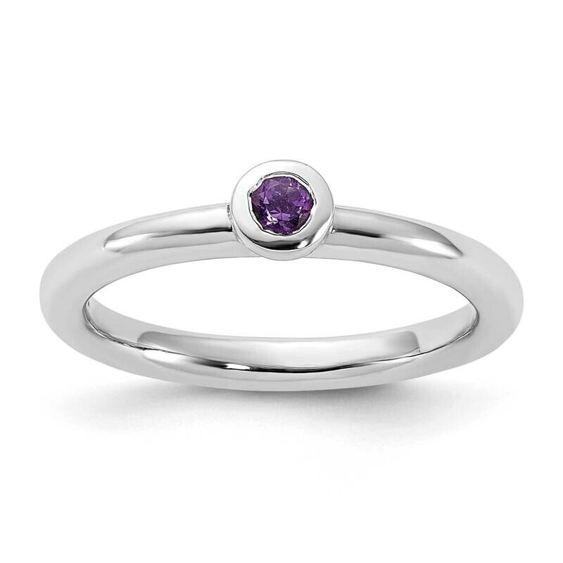 Stackable Expressions Rhodium-Plated Amethyst Ring Sterling Silver QSK2189