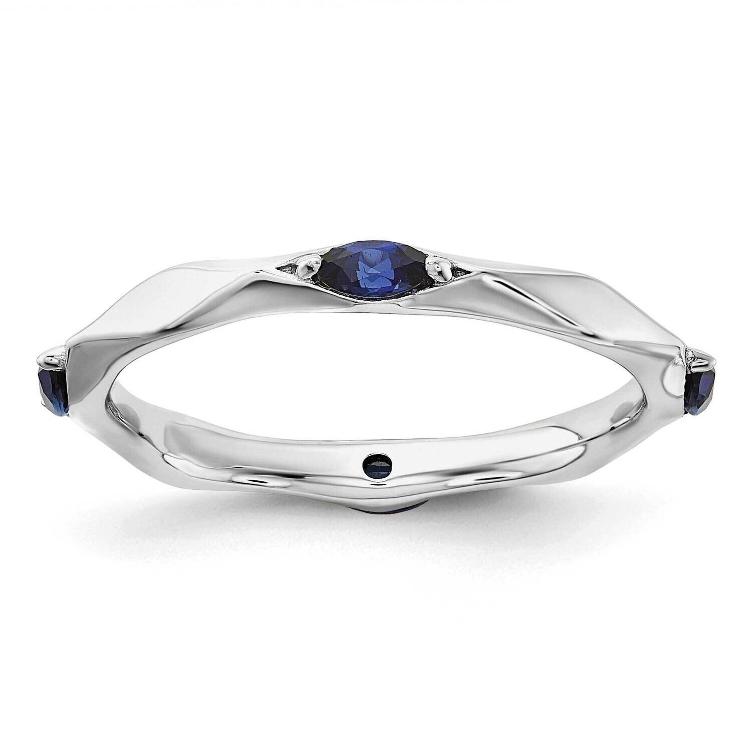 Stackable Expressions Rhod-Plated Created Sapphire Ring Sterling Silver QSK2236