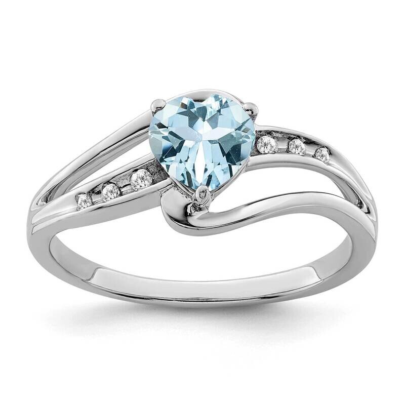Aquamarine Diamond Ring Sterling Silver Rhodium-Plated RM7401-AQ-004-SSA