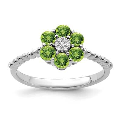 Peridot Diamond Floral Ring 14k White Gold RM7191-PE-003-WA, MPN: RM7191-PE-003-WA, 191101822100