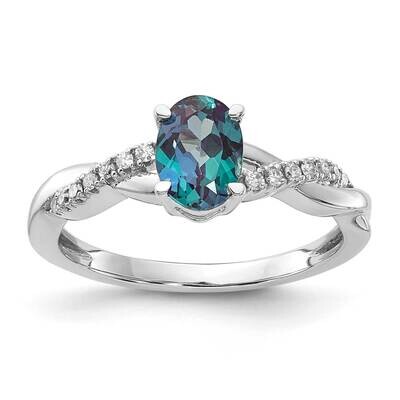 Oval Created Alexandrite Diamond Ring 14k White Gold RM4235-CA-008-WA, MPN: RM4235-CA-008-WA,