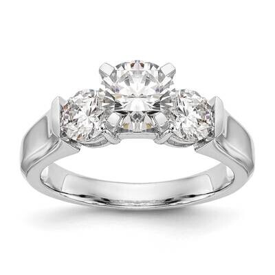 3-Stone Holds 1 Carat 6.5mm Round Center 2-4.6mm Round Sides Engagement Ring Mounting 14k White Gol…