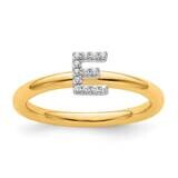 Stackable Diamond Initial E Ring 14k Gold SK2112EY, MPN: SK2112EY,