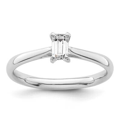 1/4 Carat 5.3X3.5mm 4-Prong Emerald-Cut Solitaire Engagement Ring Mounting 14k White Gold RM1964E-0…