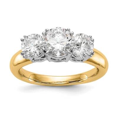 3-Stone Holds 6.5mm Round Center 2-5.00mm Round Sides Engagement Ring Mounting 14k Two-Tone Gold RM…