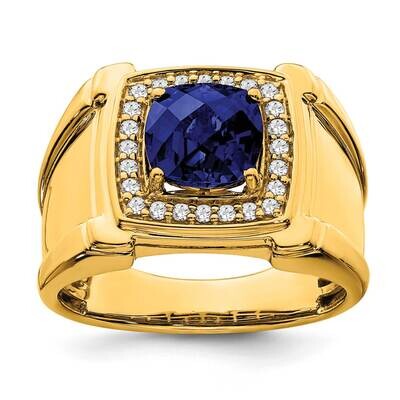 Created Checkerboard Sapphire Diamond Mens Ring 14k Gold RM7461-CSA-024-YA, MPN: RM7461-CSA-024-YA,…