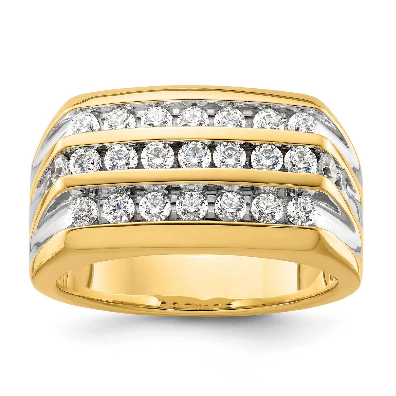 Diamond 3 Row Men&#39;s Ring 14k Gold RM9270-118-YAA, MPN: RM9270-118-YAA, 883957903354