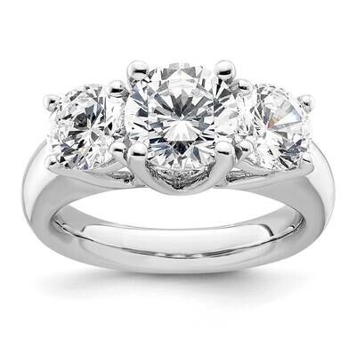 3-Stone Holds 2 Carat 8.20mm Round Center 2-6.5mm Round Sides Engagement Ring Mounting 14k White Go…