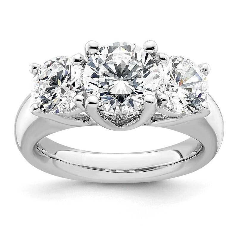 3-Stone Holds 2 Carat 8.20mm Round Center 2-6.5mm Round Sides Engagement Ring Mounting 14k White Gold RM2946E-200-CWAA