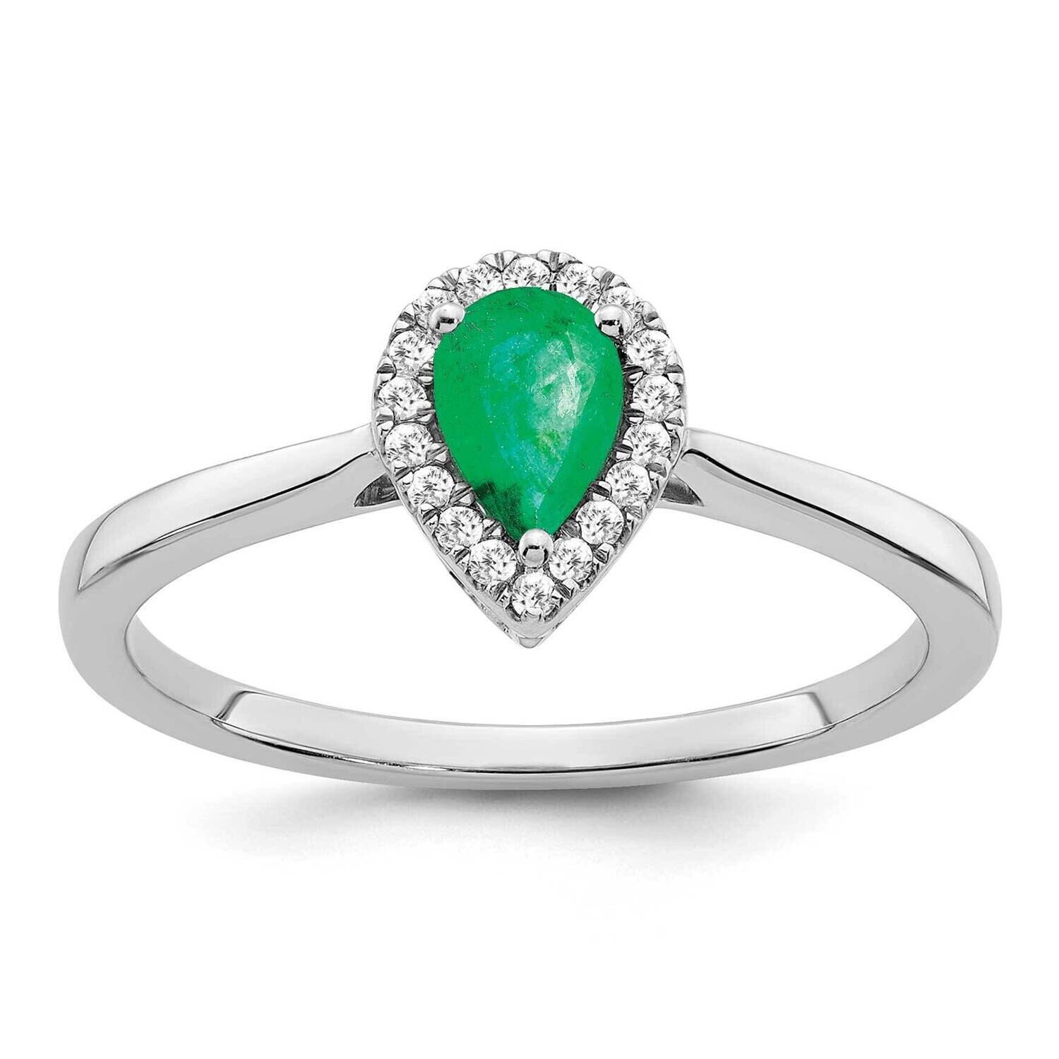 Pear Emerald Diamond Halo Ring 14k White Gold RM7237-EM-009-WA