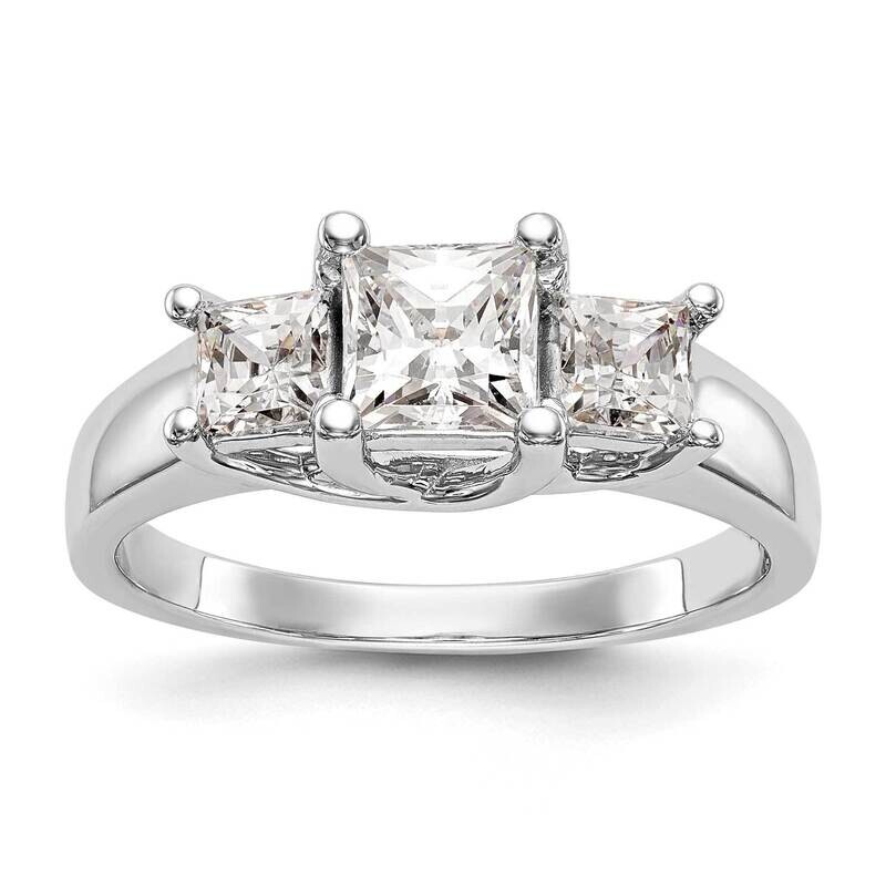 3-Stone Holds 3/4 Carat 5.8mm Princess Center 2-3.5mm Princess Sides Engagement Ring Mounting 14k White Gold RM2995E-075-CWAA