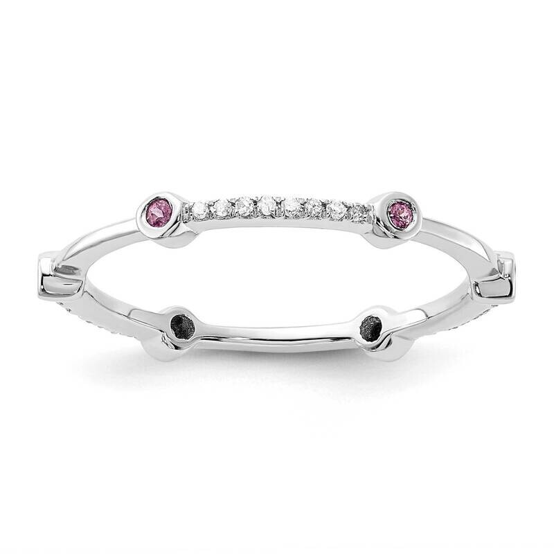 Stackable Expressions Polished Created Ruby & Diamond Ring Sterling Silver QSK668