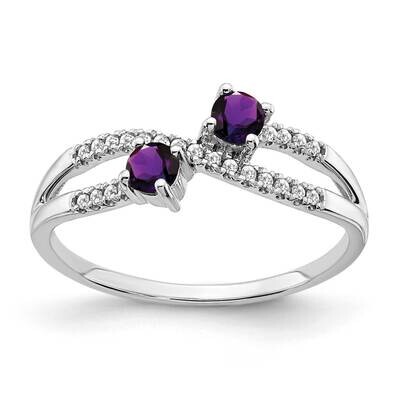 Two-Stone Amethyst Diamond Ring 14k White Gold RM3593-AM-009-WA, MPN: RM3593-AM-009-WA, 886774525983