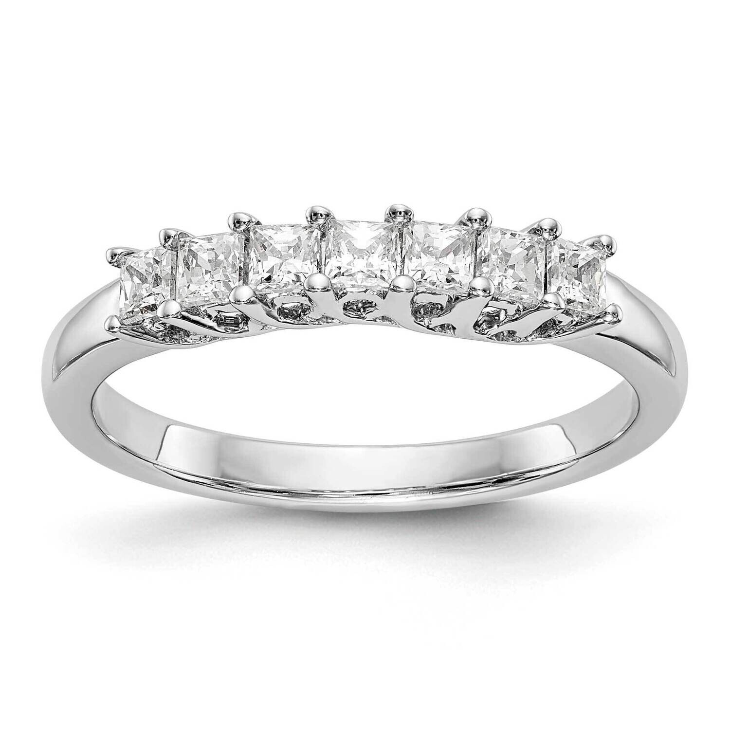 7-Stone Shared Prong Holds 7-2.3mm Princess Diamond Band Ring Mounting 14k White Gold RM3294B-050-WAA