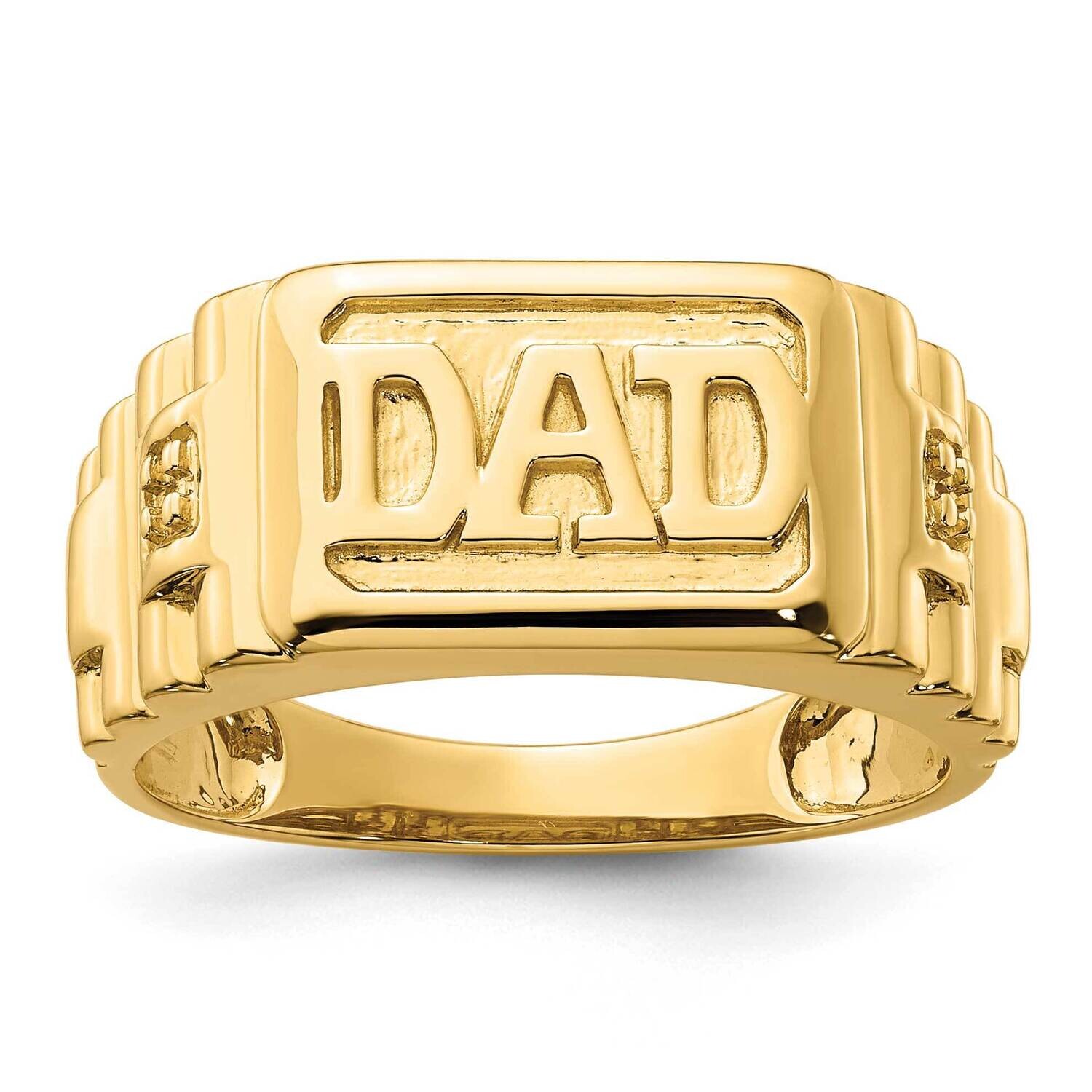 Etched BPolished Mens Dad Ring Mounting 14k Gold RM5845-001-Y