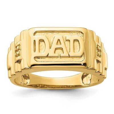 Etched BPolished Mens Dad Ring Mounting 14k Gold RM5845-001-Y, MPN: RM5845-001-Y,