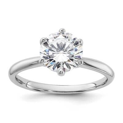 9mm CZ 6 Prong Solitaire Ring Sterling Silver Rhodium-Plated QR7566, MPN: QR7566,