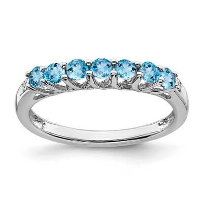 Blue Topaz Diamond 7-Stone Ring 10k White Gold RM7411-BT-001-1WA, MPN: RM7411-BT-001-1WA, 191101662…