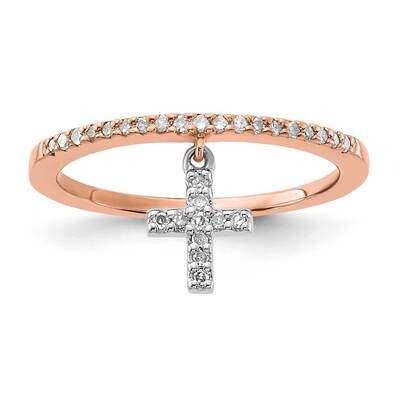 Rose Tone Polished Diamond Dangle Cross Ring Sterling Silver RLD3885-SSS33, MPN: RLD3885-SSS33,