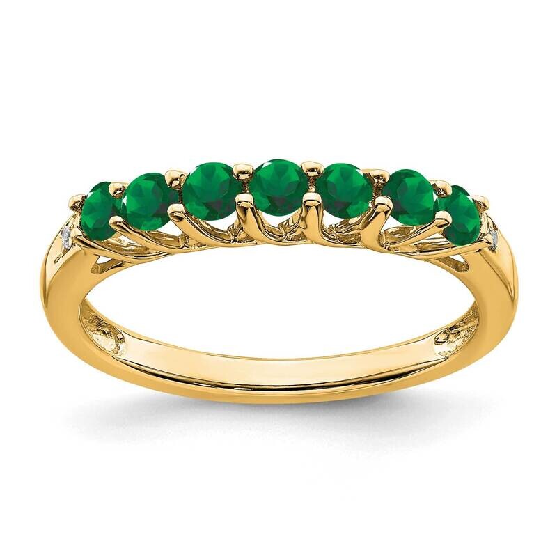 Created Emerald Diamond 7-Stone Ring 14k Gold RM7411-CEM-001-YA, MPN: RM7411-CEM-001-YA,