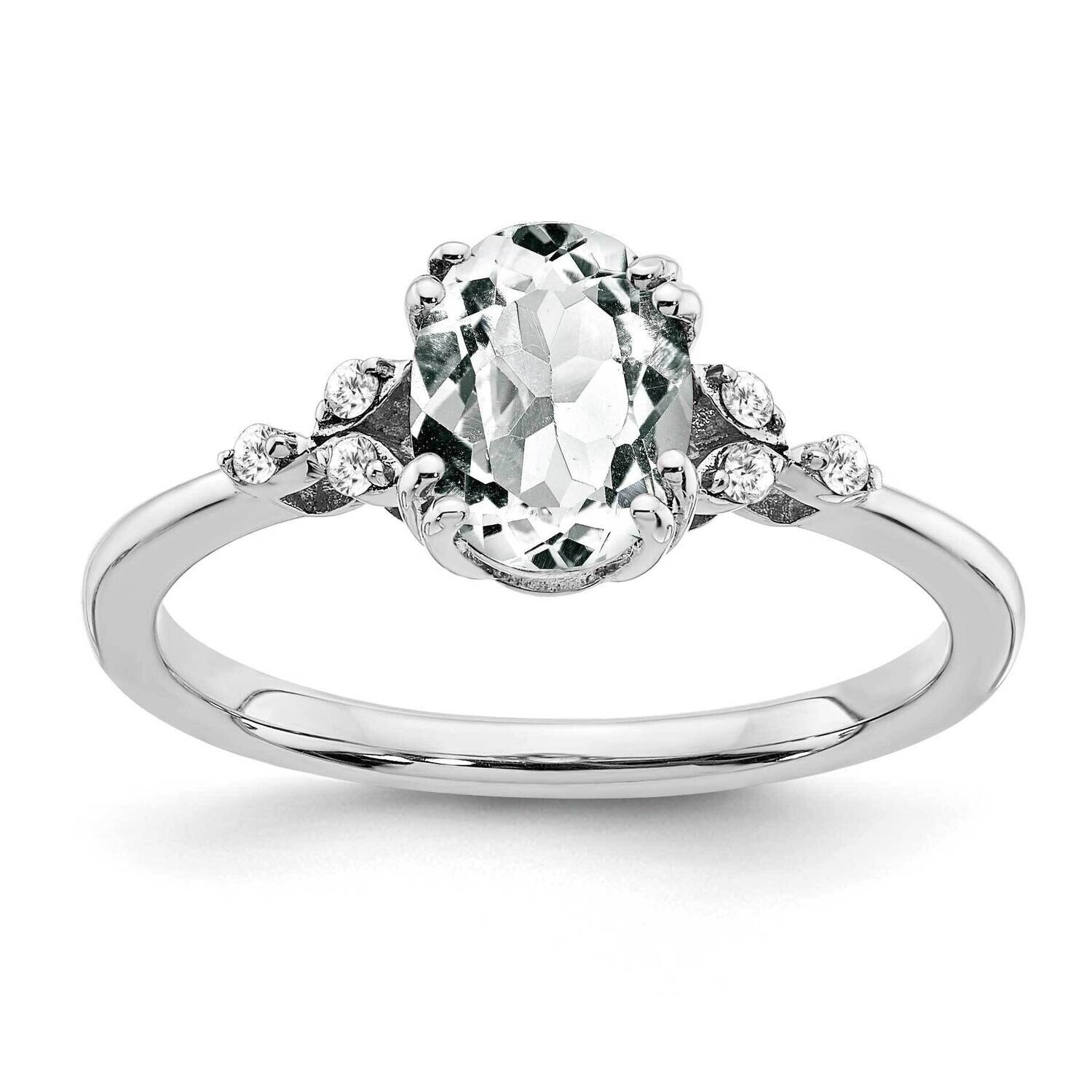 White Topaz Diamond Ring Sterling Silver Rhodium-Plated RM6029-WT-006-SSA, MPN: RM6029-WT-006-SSA,