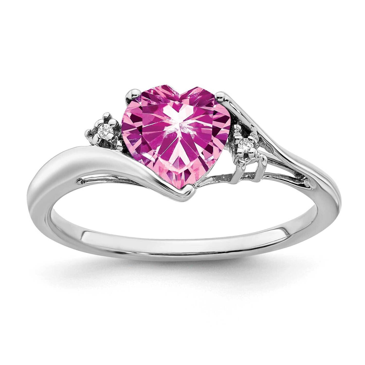 Created Pink Sapphire Diamond Heart Ring 14k White Gold RM7151-CPS-001-WA, MPN: RM7151-CPS-001-WA, …