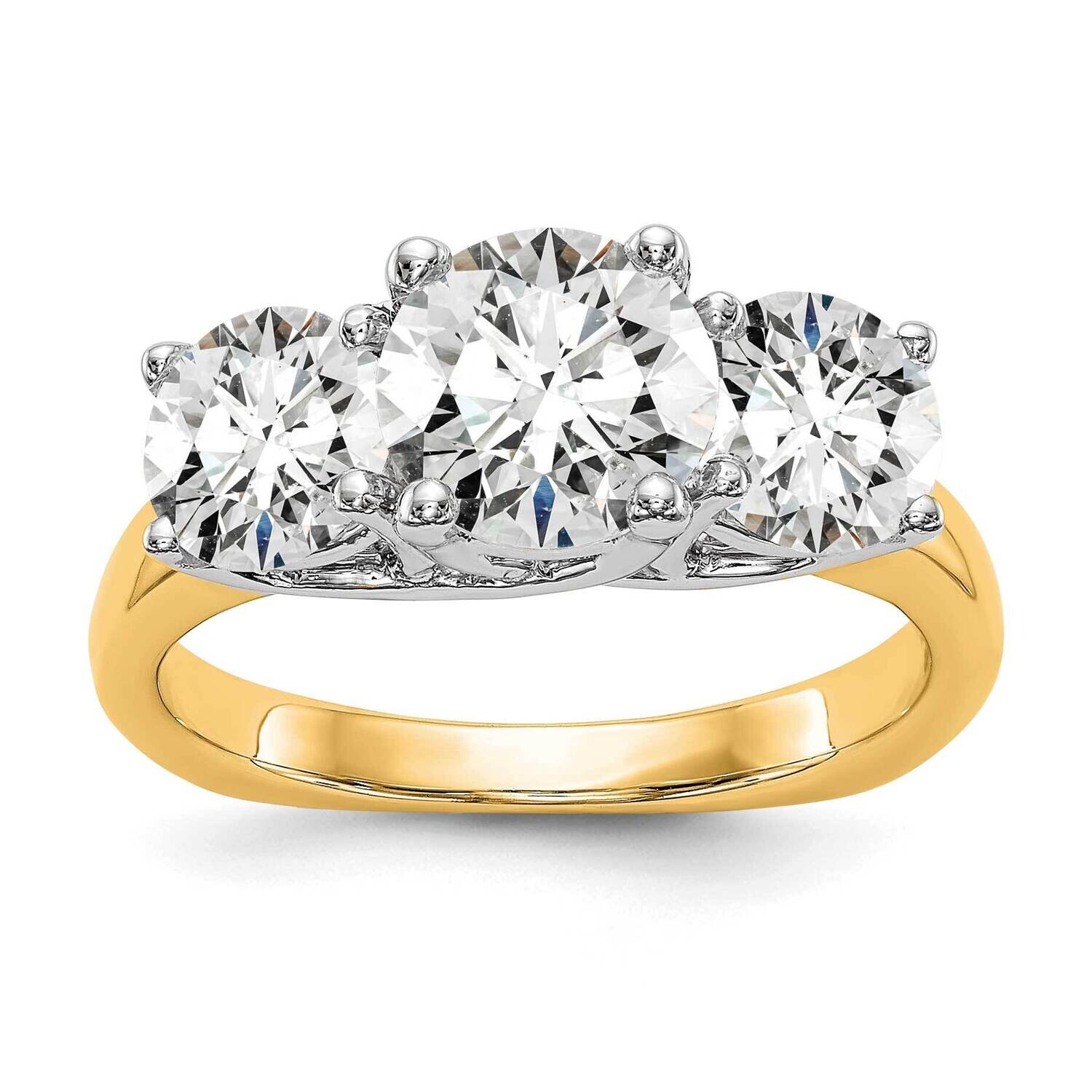 3-Stone Holds 1 Carat 6.5mm Round Center 2-5.00mm Round Sides Engagement Ring Mounting 14k Two-Tone Gold RM2953E-100_100-YWAA
