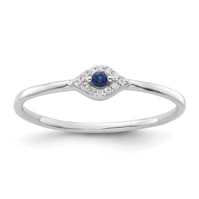 Blue Clear CZ Evil Eye Ring Sterling Silver Rhodium-Plated QR7490, MPN: QR7490,