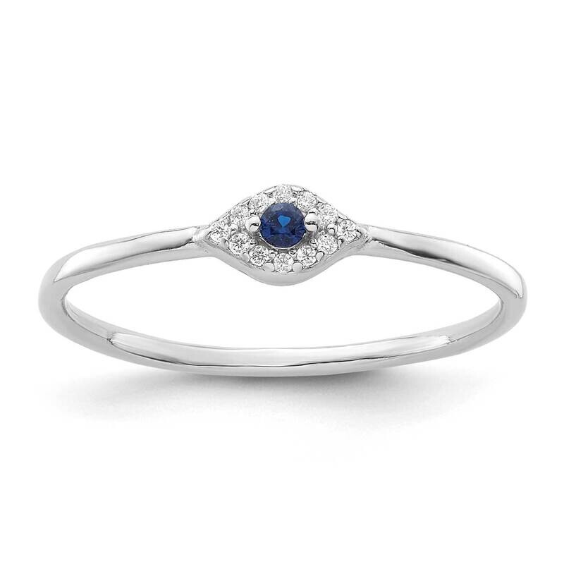 Blue Clear CZ Evil Eye Ring Sterling Silver Rhodium-Plated QR7490