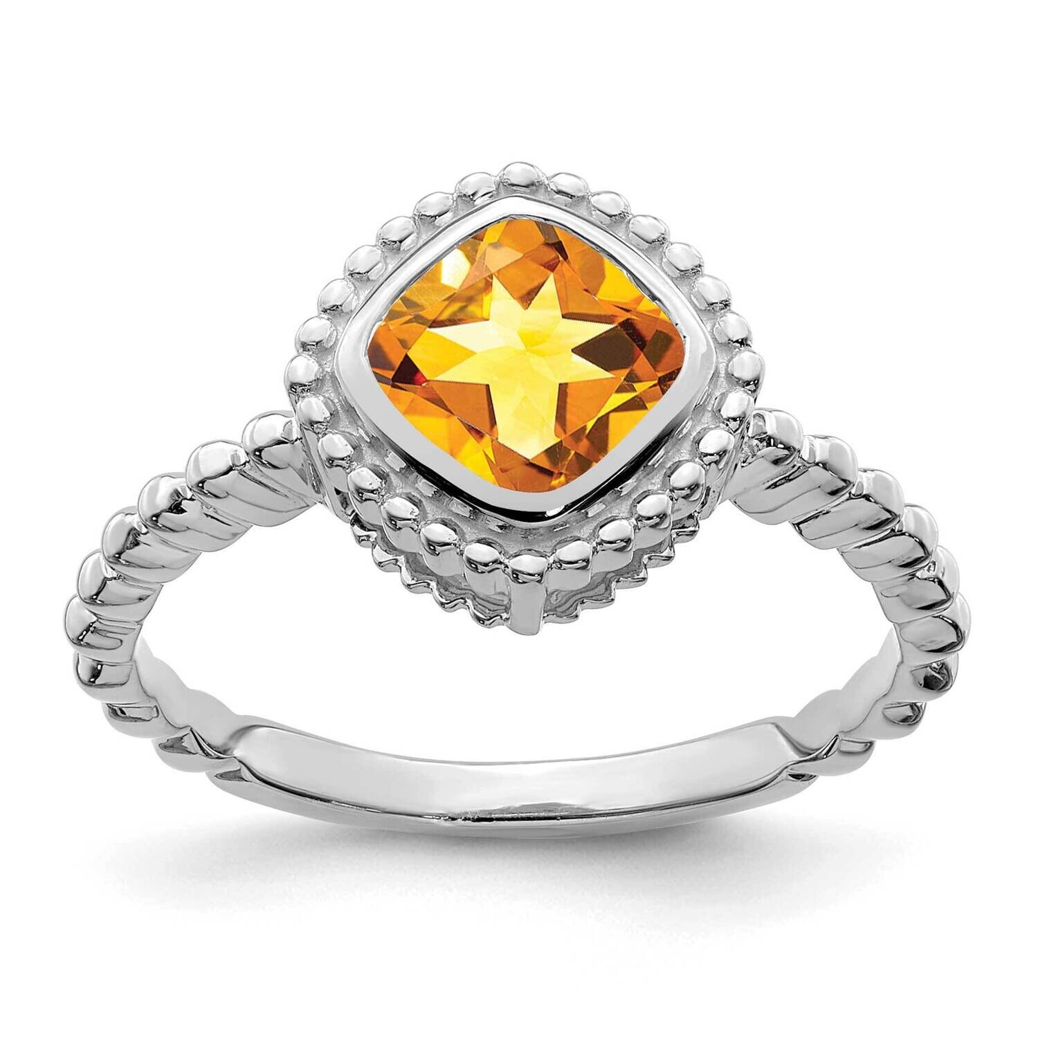 Cushion Citrine Ring 10k White Gold RM7201-CI-1W, MPN: RM7201-CI-1W, 191101822889