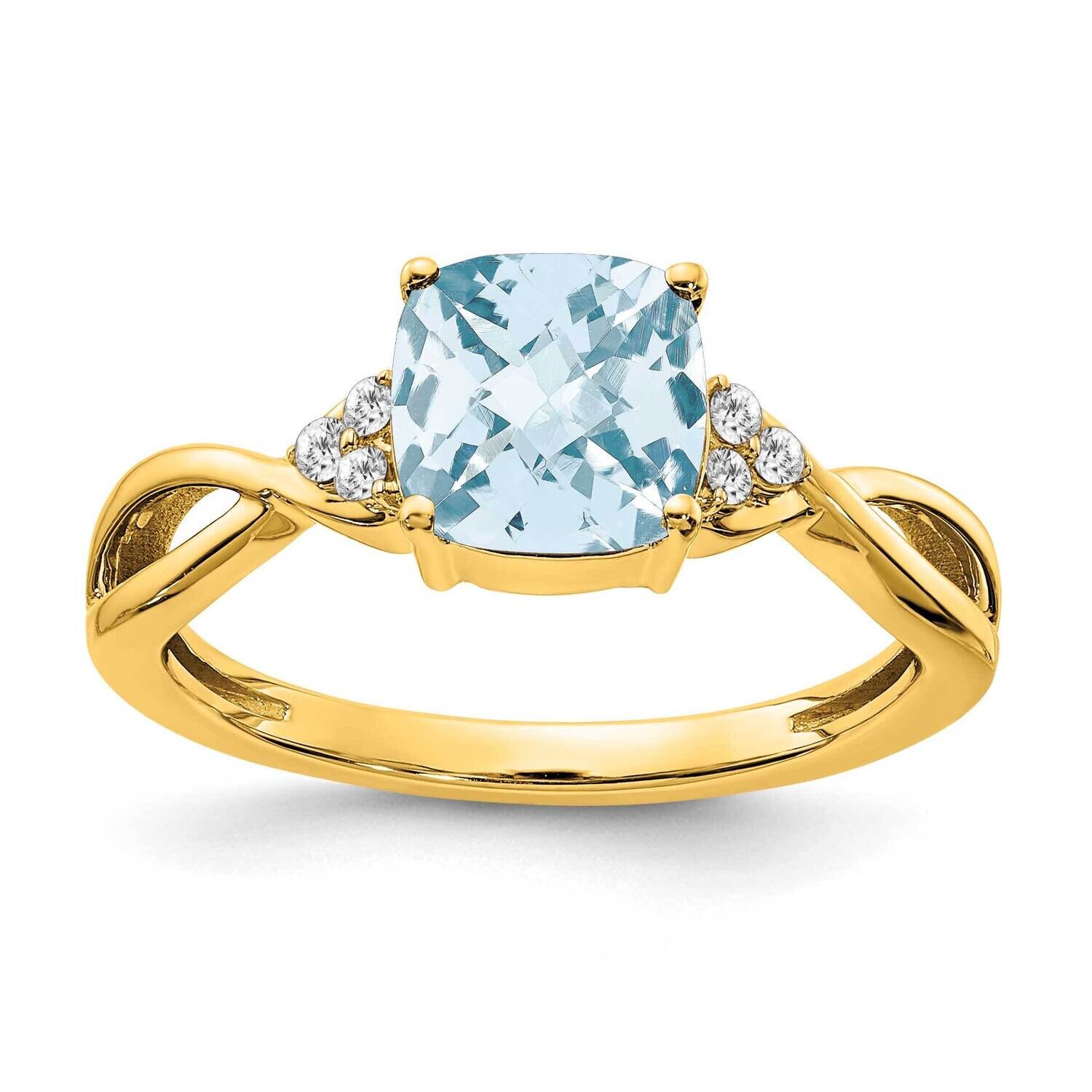 Checkerboard Aquamarine Diamond Ring 10k Gold RM4393-AQ-006-1YA, MPN: RM4393-AQ-006-1YA, 1911016639…