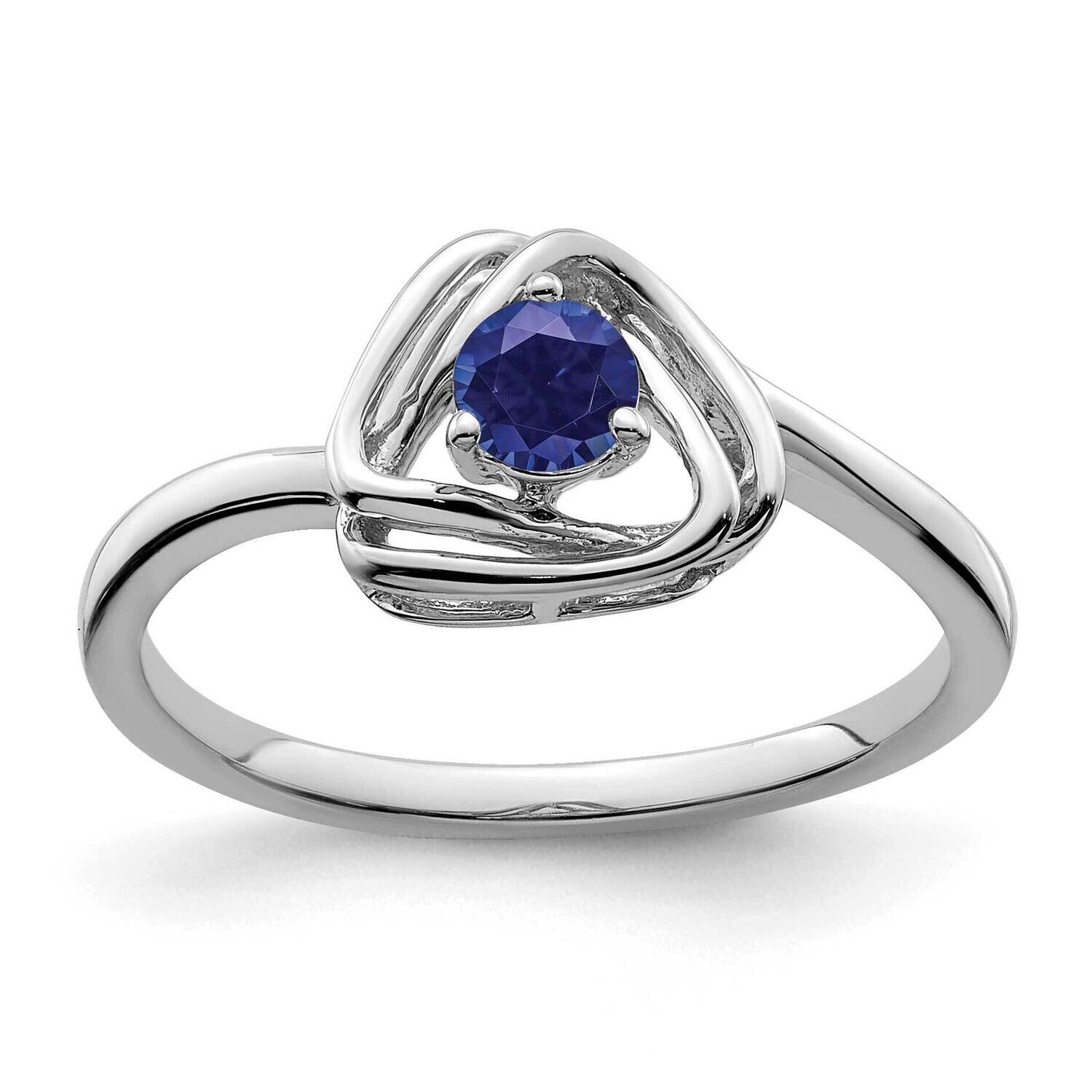 Created Sapphire Triangle Ring 14k White Gold RM7395-CSA-W, MPN: RM7395-CSA-W,