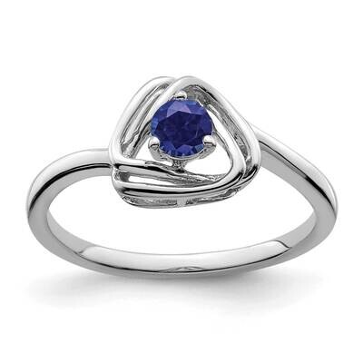 Created Sapphire Triangle Ring 14k White Gold RM7395-CSA-W, MPN: RM7395-CSA-W,