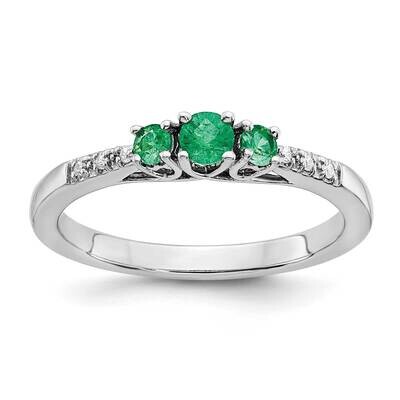 Emerald Diamond 3-Stone Ring 14k White Gold RM7238-EM-003-WA, MPN: RM7238-EM-003-WA, 191101825798