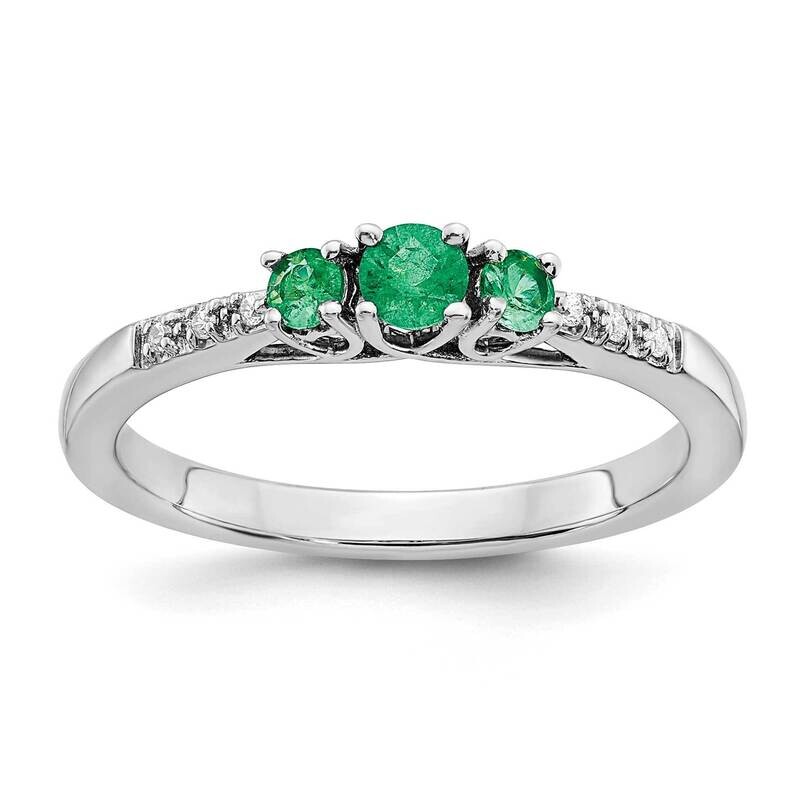 Emerald Diamond 3-Stone Ring 14k White Gold RM7238-EM-003-WA