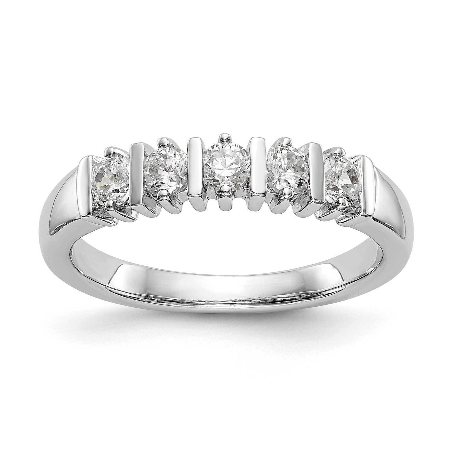 5-Stone Prong-Set Holds 5-2.9mm Round Diamond Band Ring Mounting 14k White Gold RM3289B-050-WAA, MP…