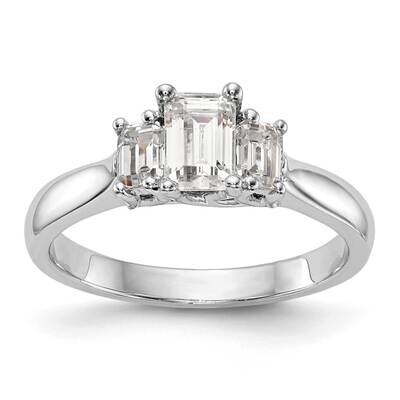 3-Stone Holds 5X4mm Emerald-Cut Center 2-4X3mm Emerald-Cut Sides Engagement Ring Mounting 14k White…
