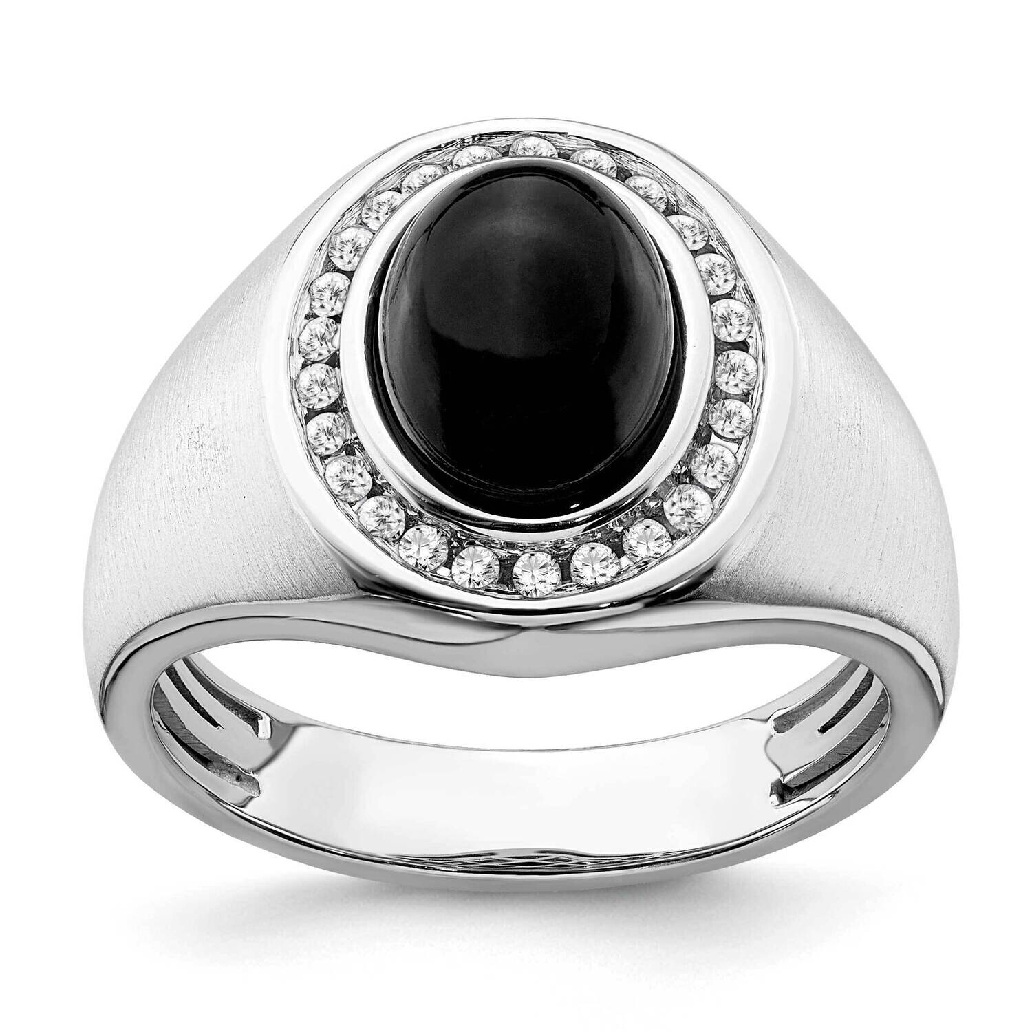 Oval Onyx Diamond Mens Ring 14k White Gold RM7319-OX-028-WA, MPN: RM7319-OX-028-WA,