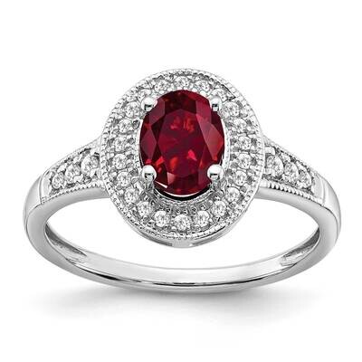 Oval Created Ruby Diamond Halo Ring 14k White Gold RM7125-RU-017-WA, MPN: RM7125-RU-017-WA, 1911018…