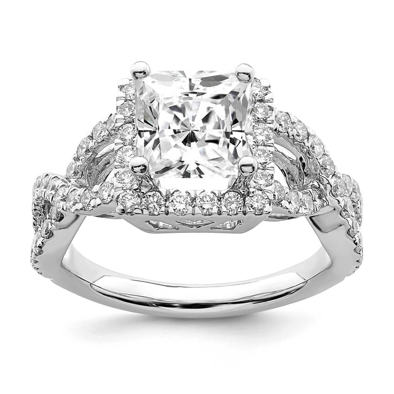 True Origin 1 Carat Diamond Vs/Si D E F Semi Mount Princess Halo Engagement Ring 14k White Gold RM2…