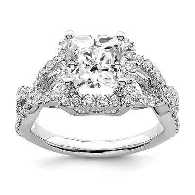 True Origin 1 Carat Diamond Vs/Si D E F Semi Mount Princess Halo Engagement Ring 14k White Gold RM2…