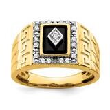 Onyx Diamond Greek Key Design Mens Ring 14k Gold RM7477-OX-020-YA, MPN: RM7477-OX-020-YA, 196904095…